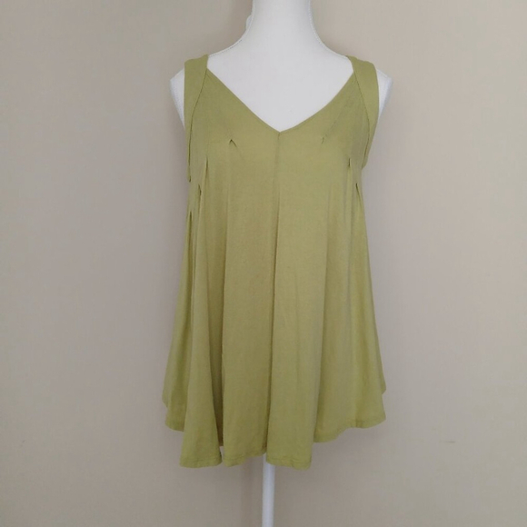 Anthropologie Meadow Rue Pleated Swing Tunic Tank Top Lime Green Size XS - Picture 2 of 7